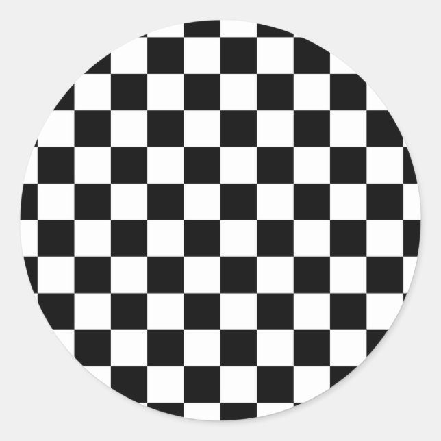 Chequered Flag Racing Design Chess Checkers Board Classic Round Sticker (Front)