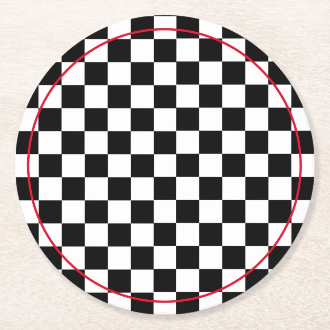 Chequered Flag Round Paper Coaster (Front)