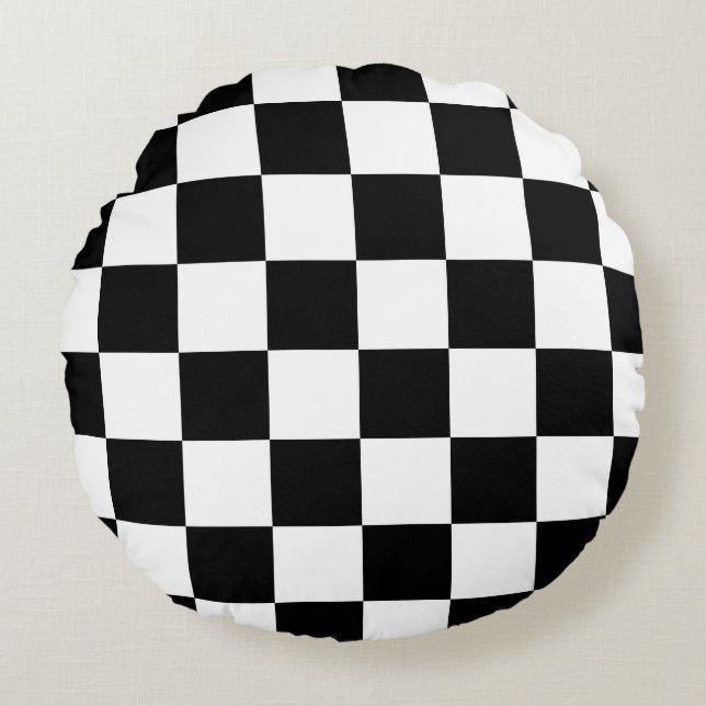 Chequered Flag Round Pillow (Front)