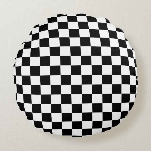 Chequered Flag Round Pillow (Front)