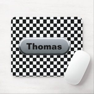 Chequered Flag Silver Finish Custom  Mouse Pad
