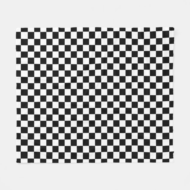 Chequered Flag Stylish Black And White Pattern Fleece Blanket (Front (Horizontal))