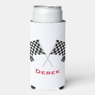 Chequered Flags Design Seltzer Can Cooler