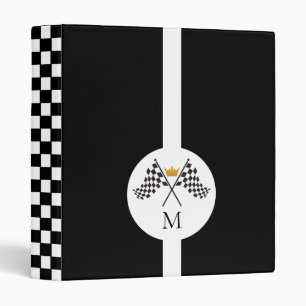 Chequered Flags Initial Monogram Auto Binder