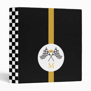 Chequered Flags Initial Monogram Auto Binder