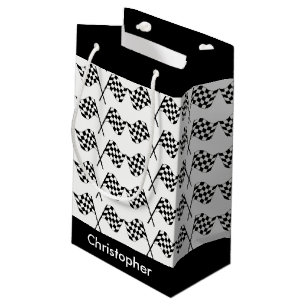 Chequered Flags Racing Personalized Small Gift Bag