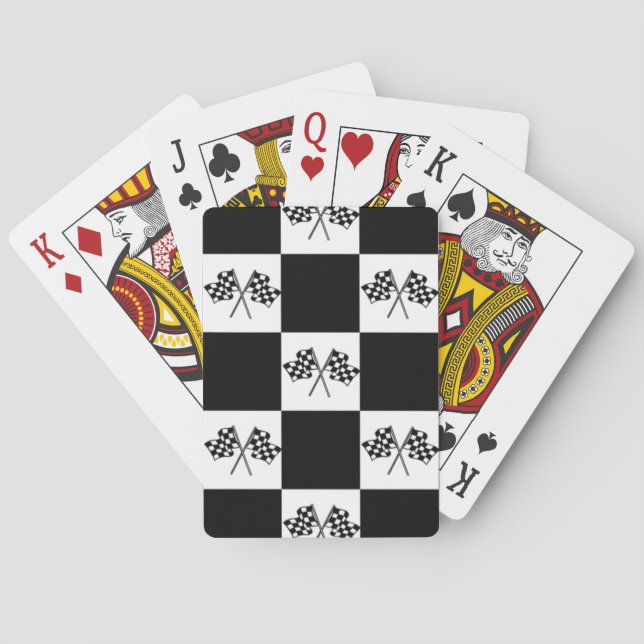 Chequered Flags winners race car fans for man cave Playing Cards (Back)