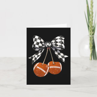 Chequered Football Cherries Coquette Bow Game Day  Card