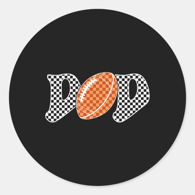 Chequered Football Dad For Men Fathers Day  Classic Round Sticker (Front)