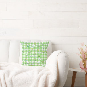 Chequered Frog Throw Pillow