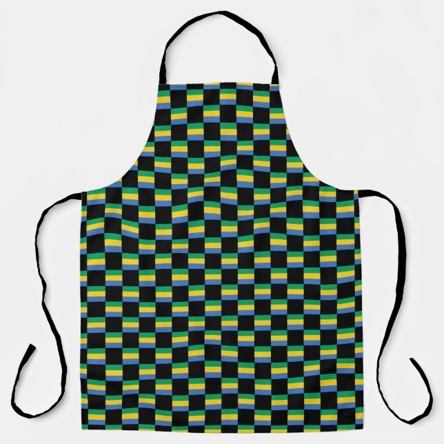 Chequered Gabon Flag Pattern  Apron (Front)