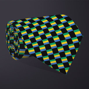 Chequered Gabon Flag Pattern  Tie