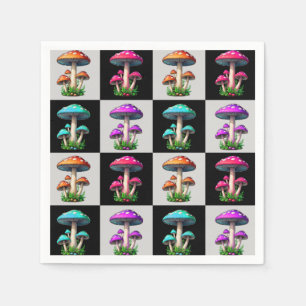 Chequered Geometric Mushroom Napkin