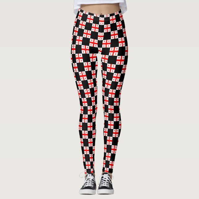 Chequered Georgia Flag Pattern  Leggings (Front)