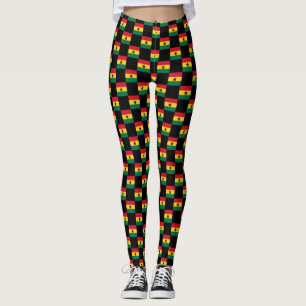 Chequered Ghana Flag Pattern  Leggings