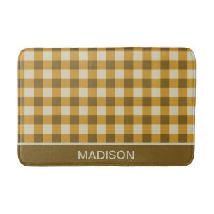 Chequered Gingham Personalized Pattern Bath Mat