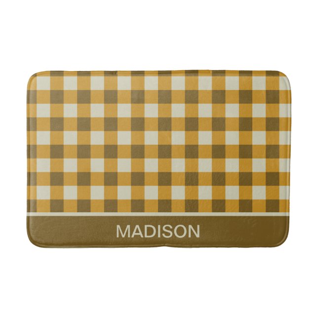 Chequered Gingham Personalized Pattern Bath Mat (Front)