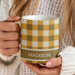 Chequered Gingham Personalized Pattern Coffee Mug