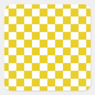 Chequered Gold and White Square Sticker