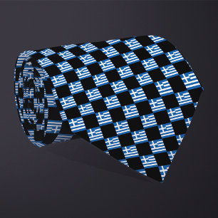 Chequered Greece Flag Pattern  Tie