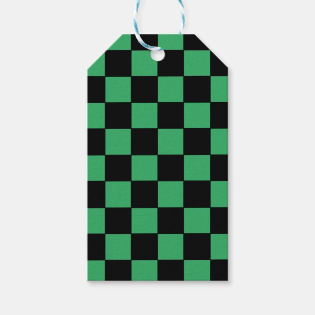 Chequered Green and Black Gift Tags (Front)