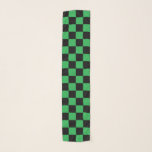Chequered Green and Black Scarf<br><div class="desc">Abstract digital art of green and black squares in a chequered formation.</div>
