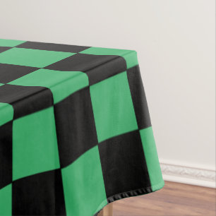 Chequered Green and Black Tablecloth