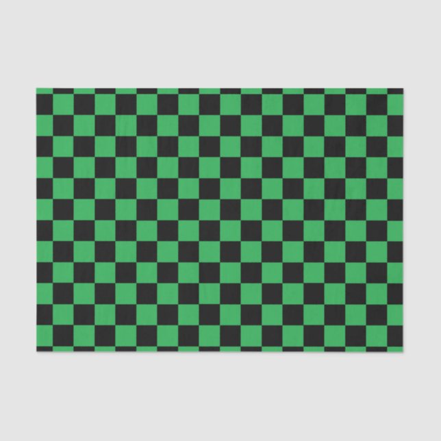 Chequered Green and Black Tissue Paper (Front)