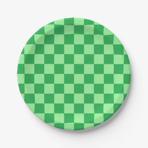 Chequered Green and Mint Green Paper Plate