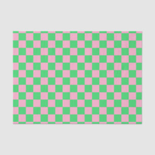 Chequered Green and Pink Tissue Paper