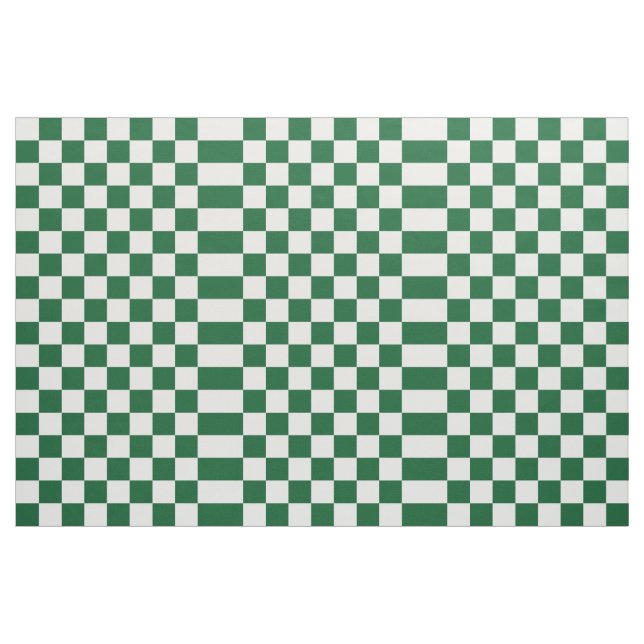 Chequered Green and White Geometric Fabric (Yard)