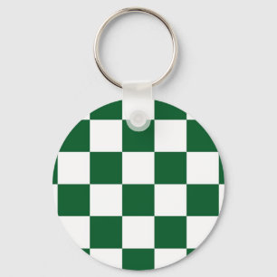 Chequered Green and White Keychain