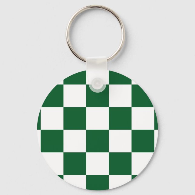 Chequered Green and White Keychain (Front)