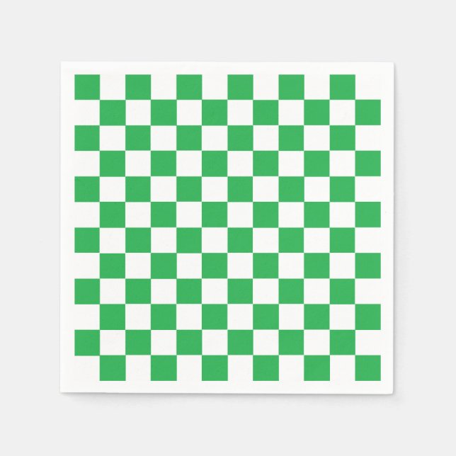 Chequered Green and White Napkin (Front)