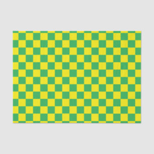 Chequered Green and Yellow Tissue Paper