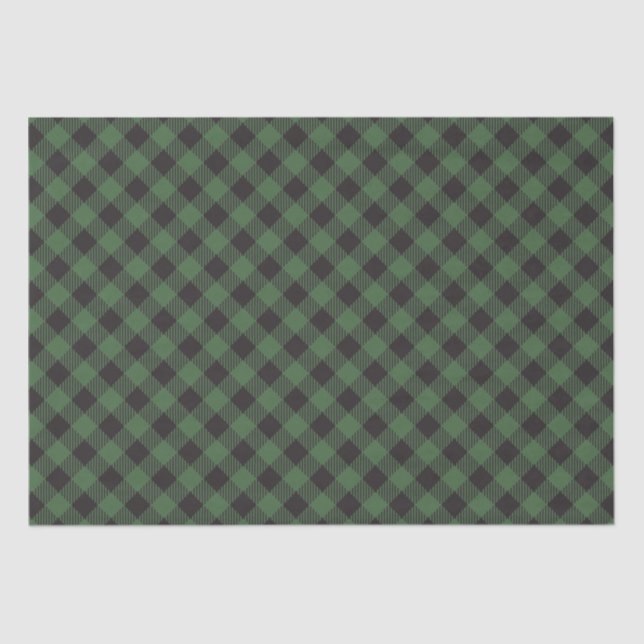 Chequered Green Buffalo Plaid Tissue Paper (Front)