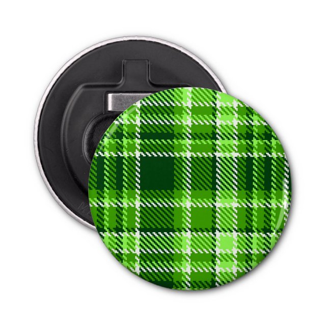 Chequered Green Colour Pattern Bottle Opener (Front)