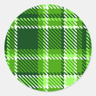 Chequered Green Colour Pattern Classic Round Sticker