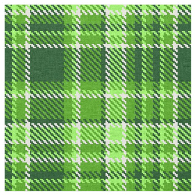 Chequered Green Colour Pattern Fabric (Close Up)
