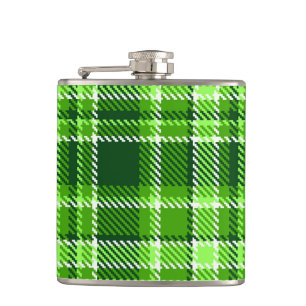 Chequered Green Colour Pattern Hip Flask