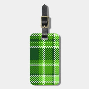 Chequered Green Colour Pattern Luggage Tag