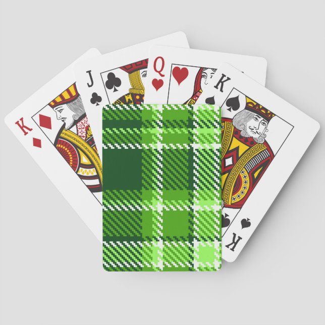 Chequered Green Colour Pattern Playing Cards (Back)