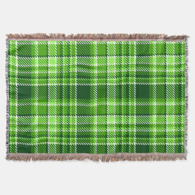 Chequered Green Colour Pattern Throw Blanket (Front)