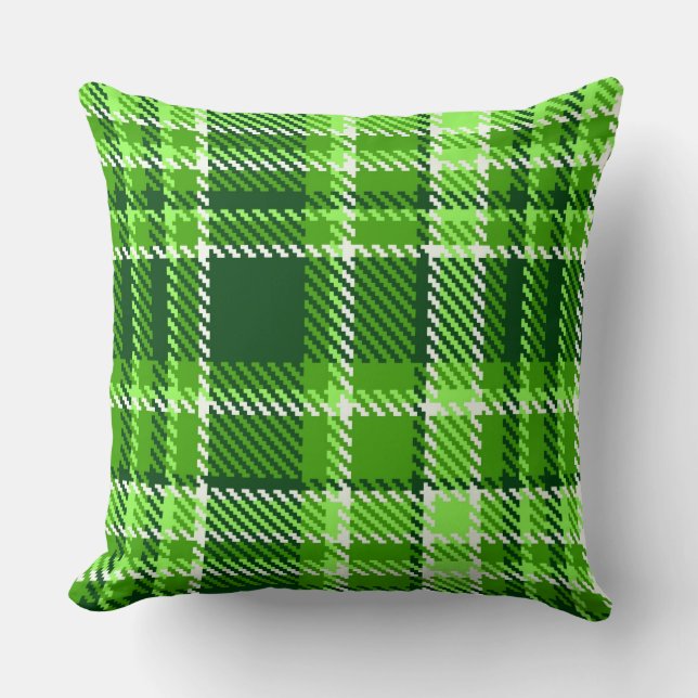 Chequered Green Colour Pattern Throw Pillow (Front)