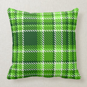 Chequered Green Colour Pattern Throw Pillow