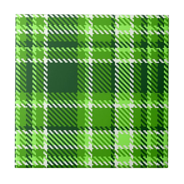Chequered Green Colour Pattern Tile (Front)