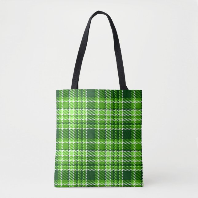 Chequered Green Colour Pattern Tote Bag (Front)
