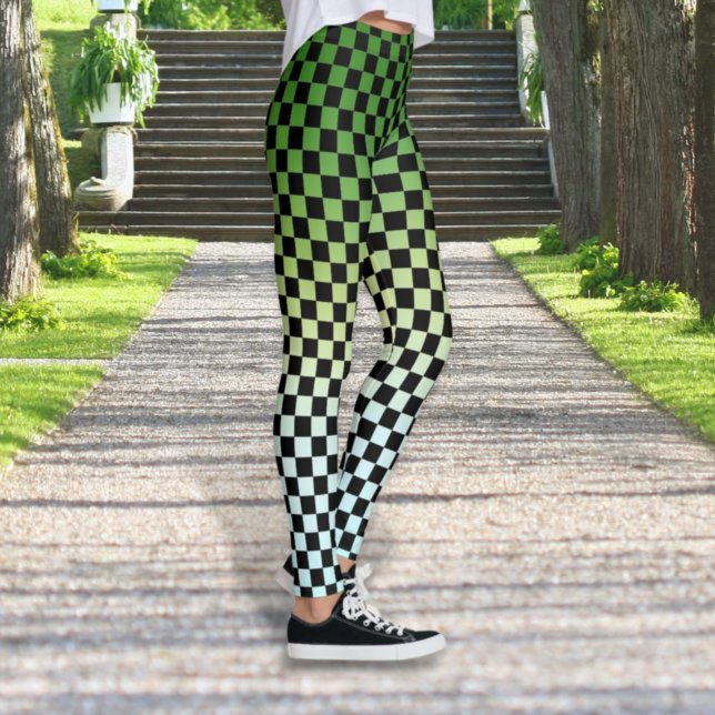 Chequered Green Fade Sunset Leggings (Creator Uploaded)