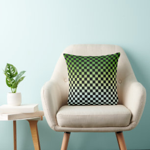 Chequered Green Fade Throw Pillow