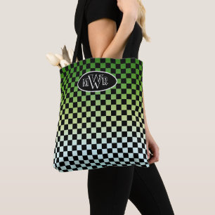 Chequered Green Fade Tote Bag